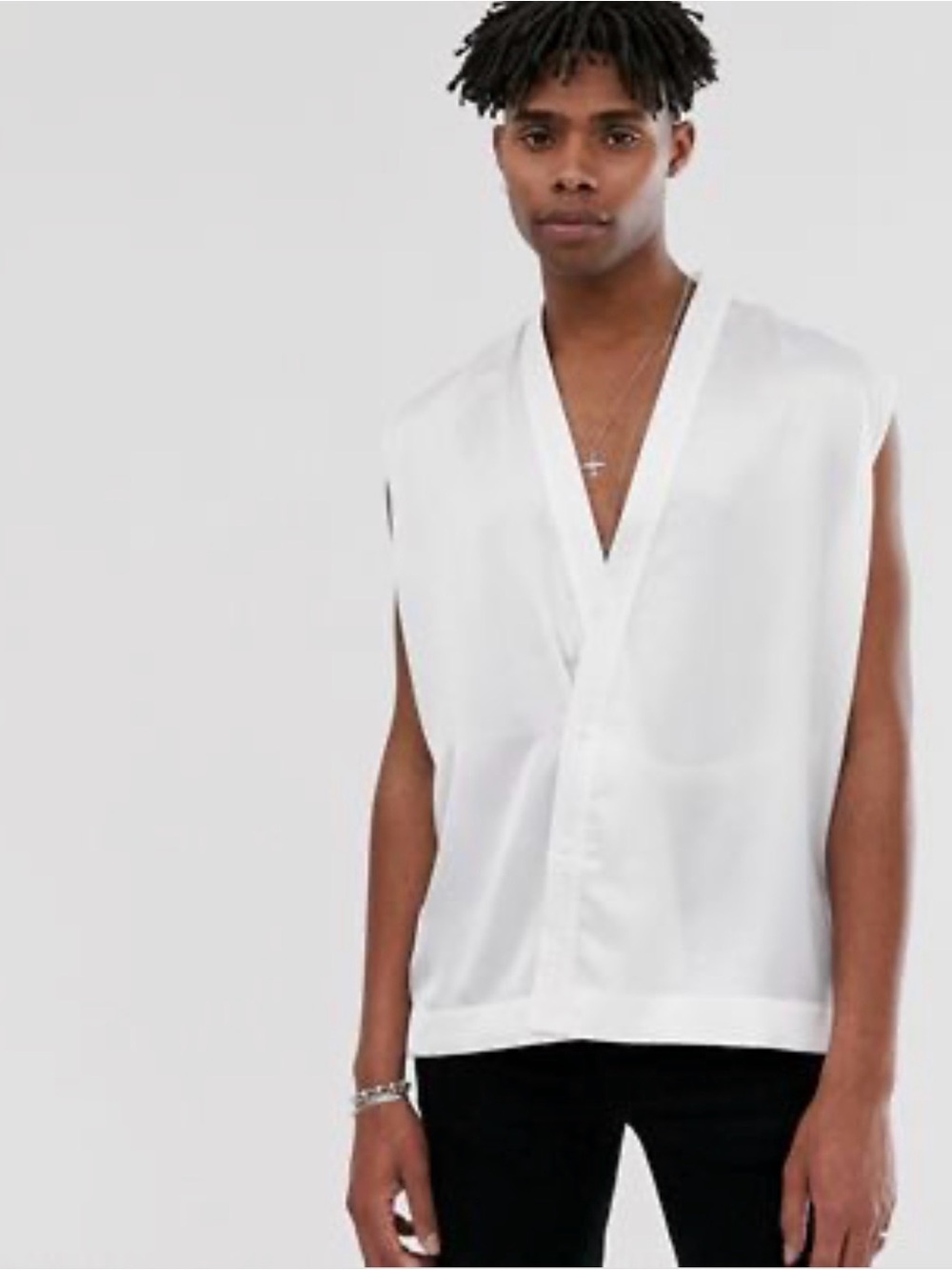 ASOS Black Draped Sleeveless Tank Top - WHITE